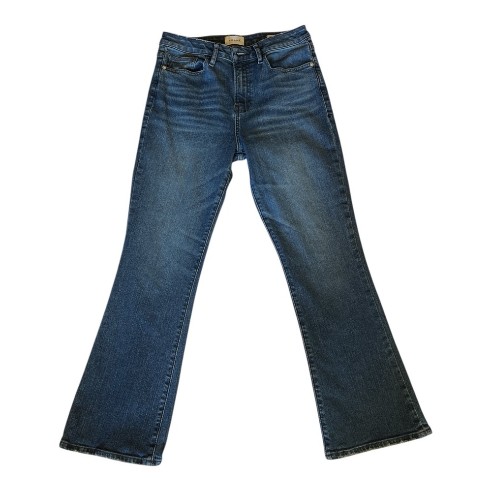 FRAME Le Crop Mini Boot Jeans 28 Cropped Bootcut Mid Rise Designer Denim - Picture 2 of 7